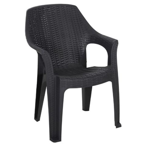 ΚΑΡΕΚΛΑ ΠΛΑΣΤΙΚΗ ΜΕ ΜΠΡΑΤΣΑ ΠΛΑΤΗ RATTAN ΑΝΘΡΑΚΙ